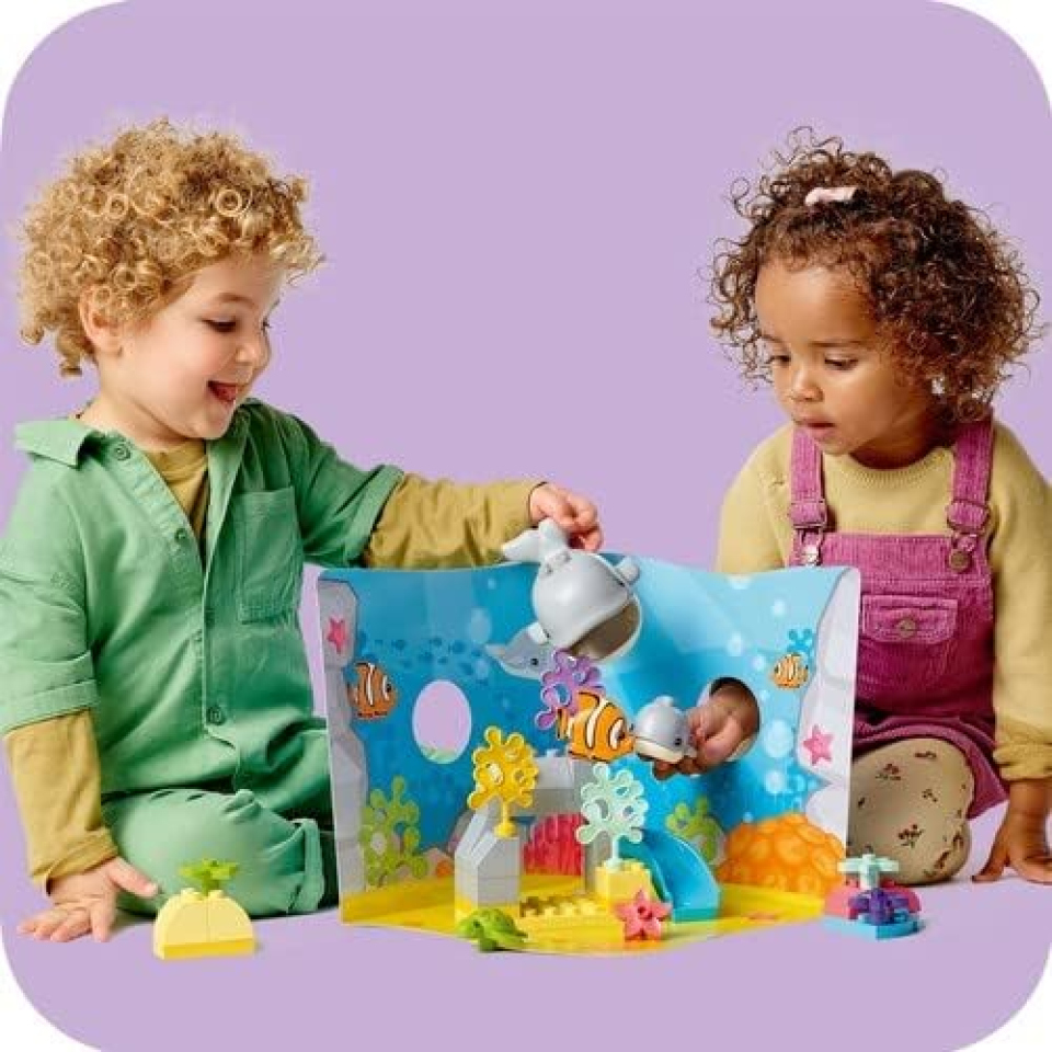 LEGO DUPLO Animali dell'Oceano 10972 – Set con Balena, Tartaruga e Tappetino Marino
