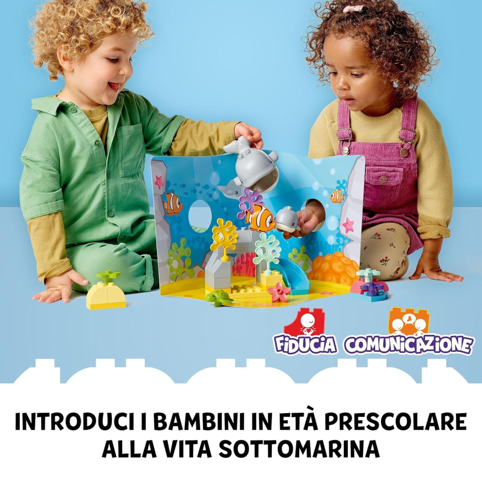 LEGO DUPLO Animali dell'Oceano 10972 – Set con Balena, Tartaruga e Tappetino Marino