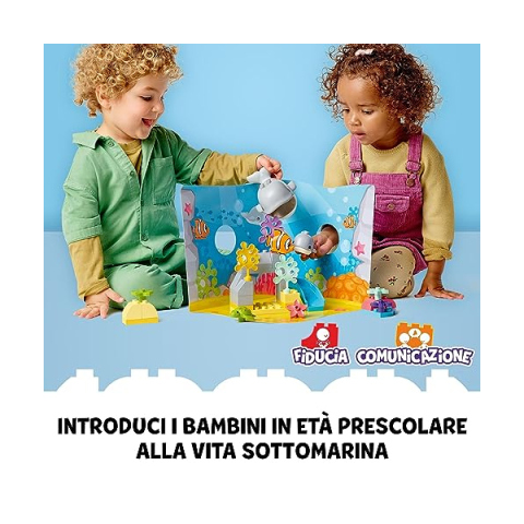 LEGO DUPLO Animali dell'Oceano 10972 – Set con Balena, Tartaruga e Tappetino Marino