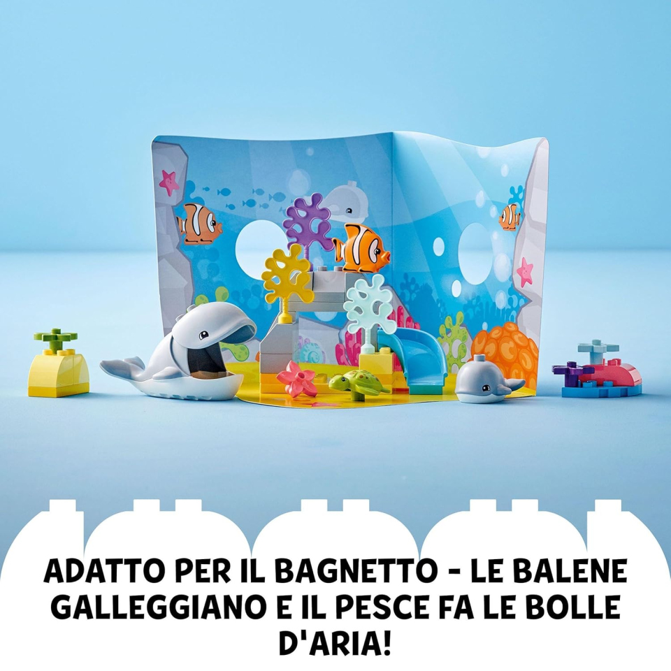 LEGO DUPLO Animali dell'Oceano 10972 – Set con Balena, Tartaruga e Tappetino Marino