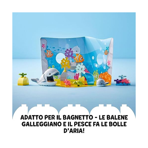 LEGO DUPLO Animali dell'Oceano 10972 – Set con Balena, Tartaruga e Tappetino Marino