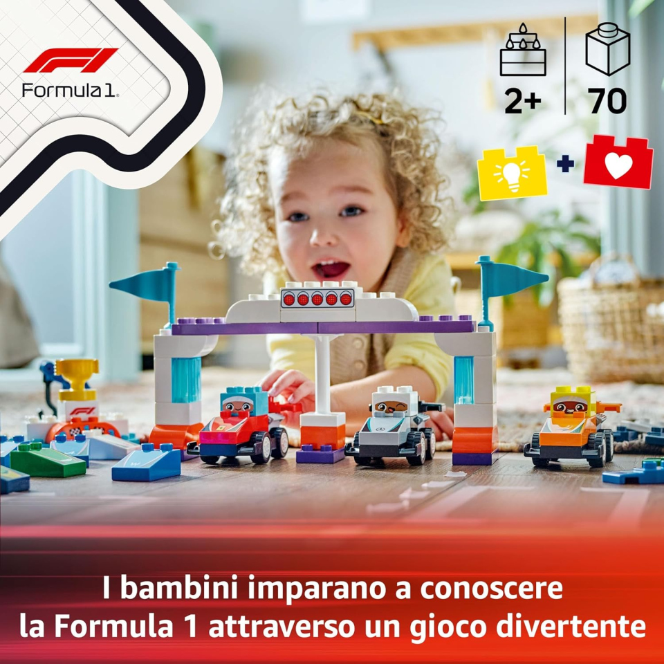 LEGO Duplo Auto da Corsa F1 con 10 Veicoli e Gru (10445)