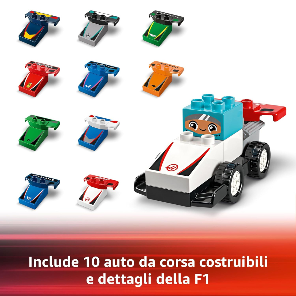 LEGO Duplo Auto da Corsa F1 con 10 Veicoli e Gru (10445)
