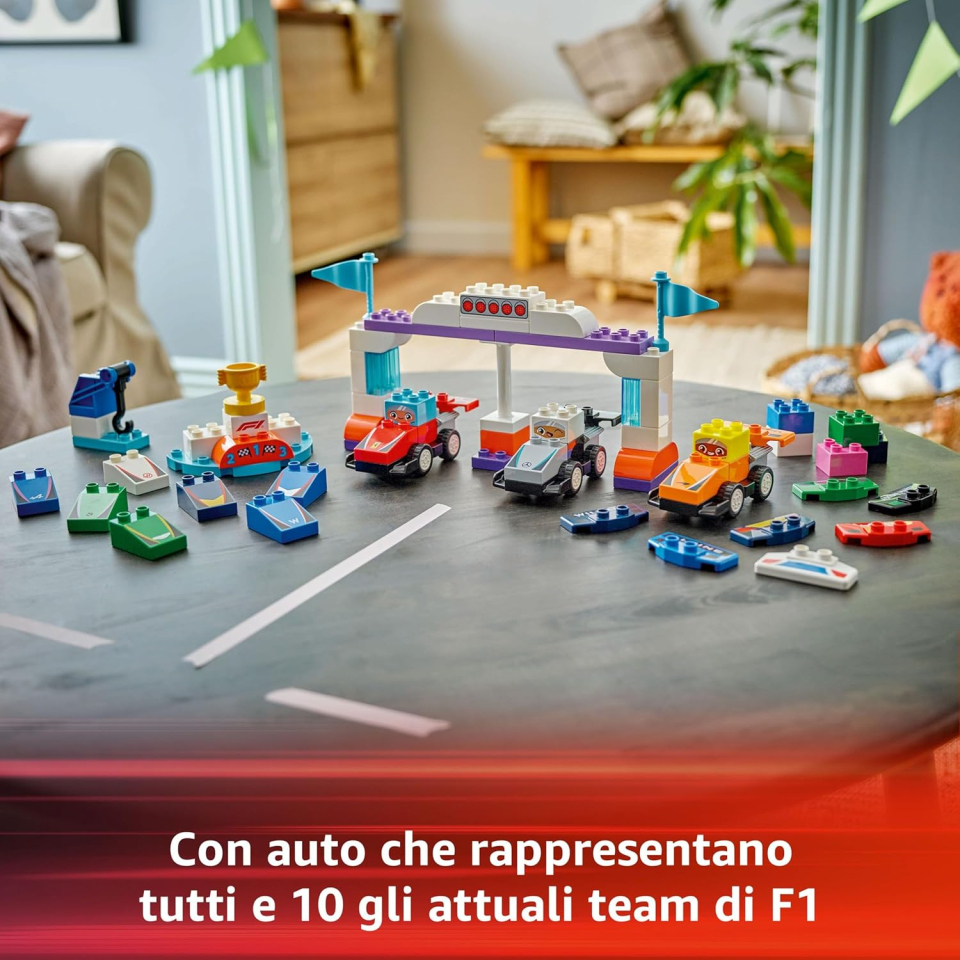 LEGO Duplo Auto da Corsa F1 con 10 Veicoli e Gru (10445)