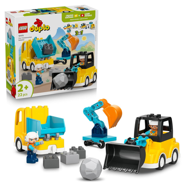 LEGO DUPLO Veicoli da Cantiere 3 in 1 10475 - 22 mattoncini grandi dai 2 anni