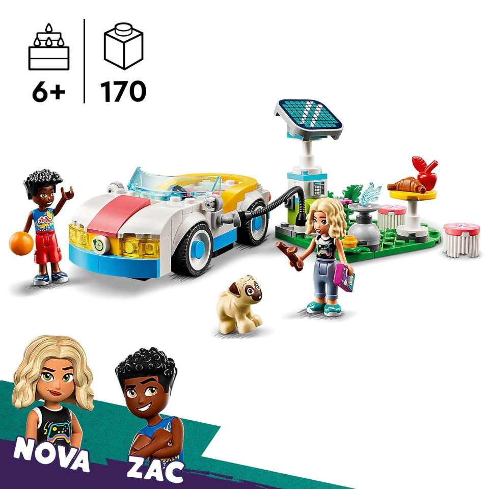 LEGO Friends Auto Elettrica con Stazione di Ricarica Solare – Zac e Nova