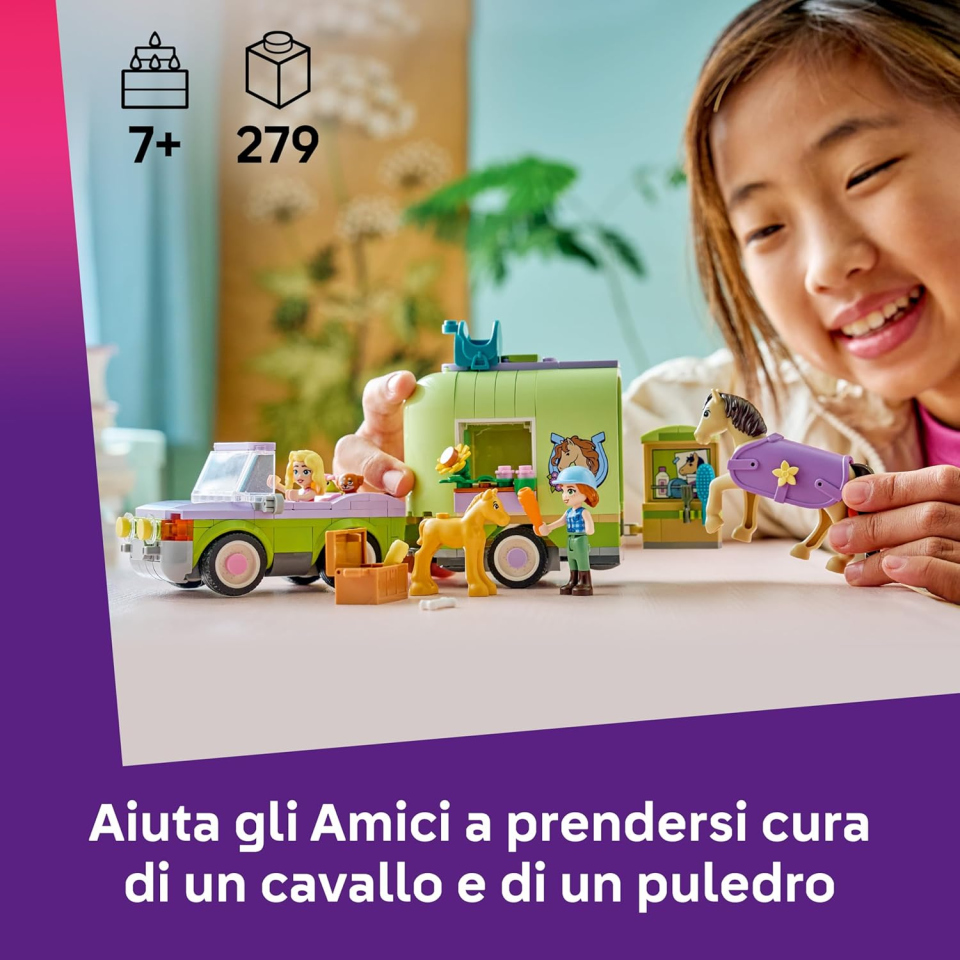 LEGO Friends 42695 Rimorchio per Cavallo e Puledro
