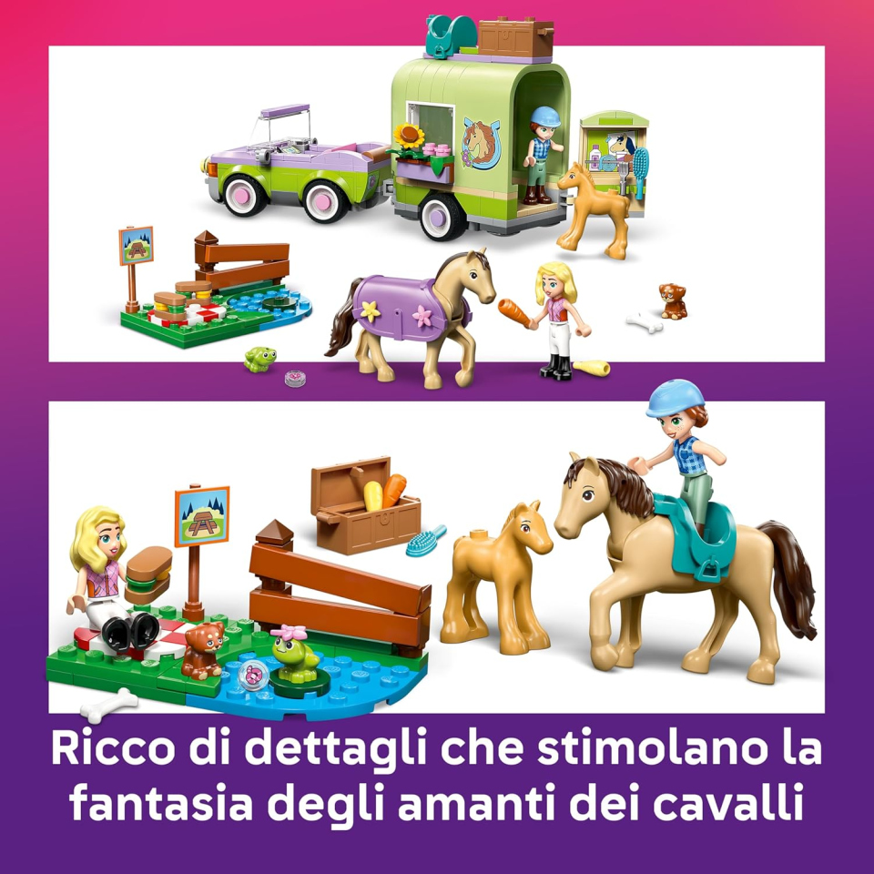 LEGO Friends 42695 Rimorchio per Cavallo e Puledro