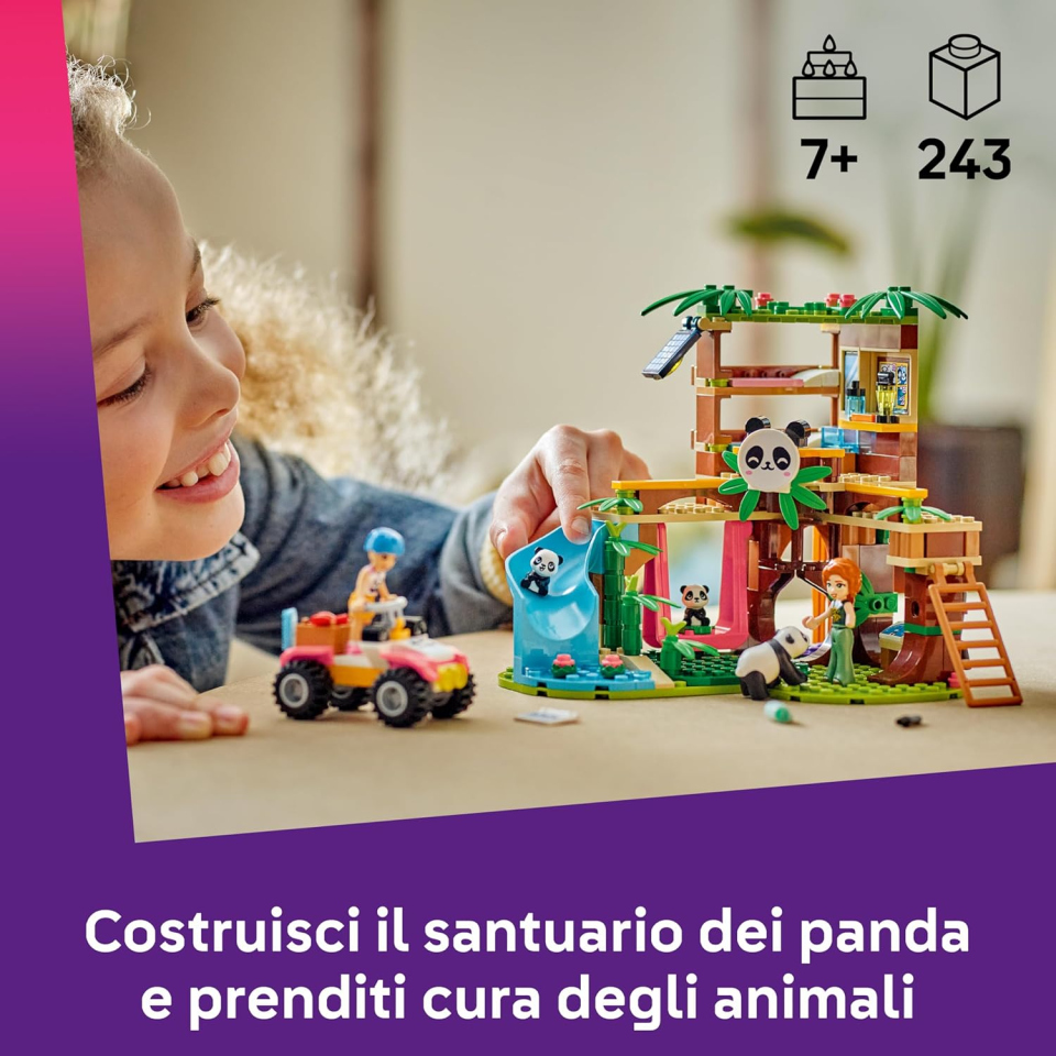 LEGO Friends Santuario dei Panda con Casa sull'Albero e ATV