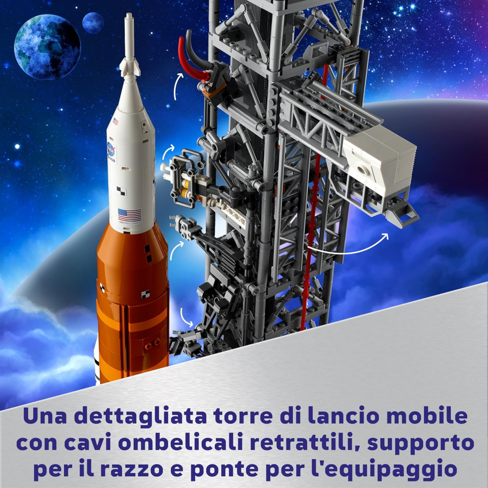 LEGO Icons NASA Artemis – Razzo Spaziale e Torre di Lancio 10341
