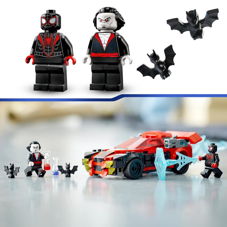 LEGO Marvel Miles Morales vs Morbius 76244 – Set con Macchina da Corsa Spider-Man