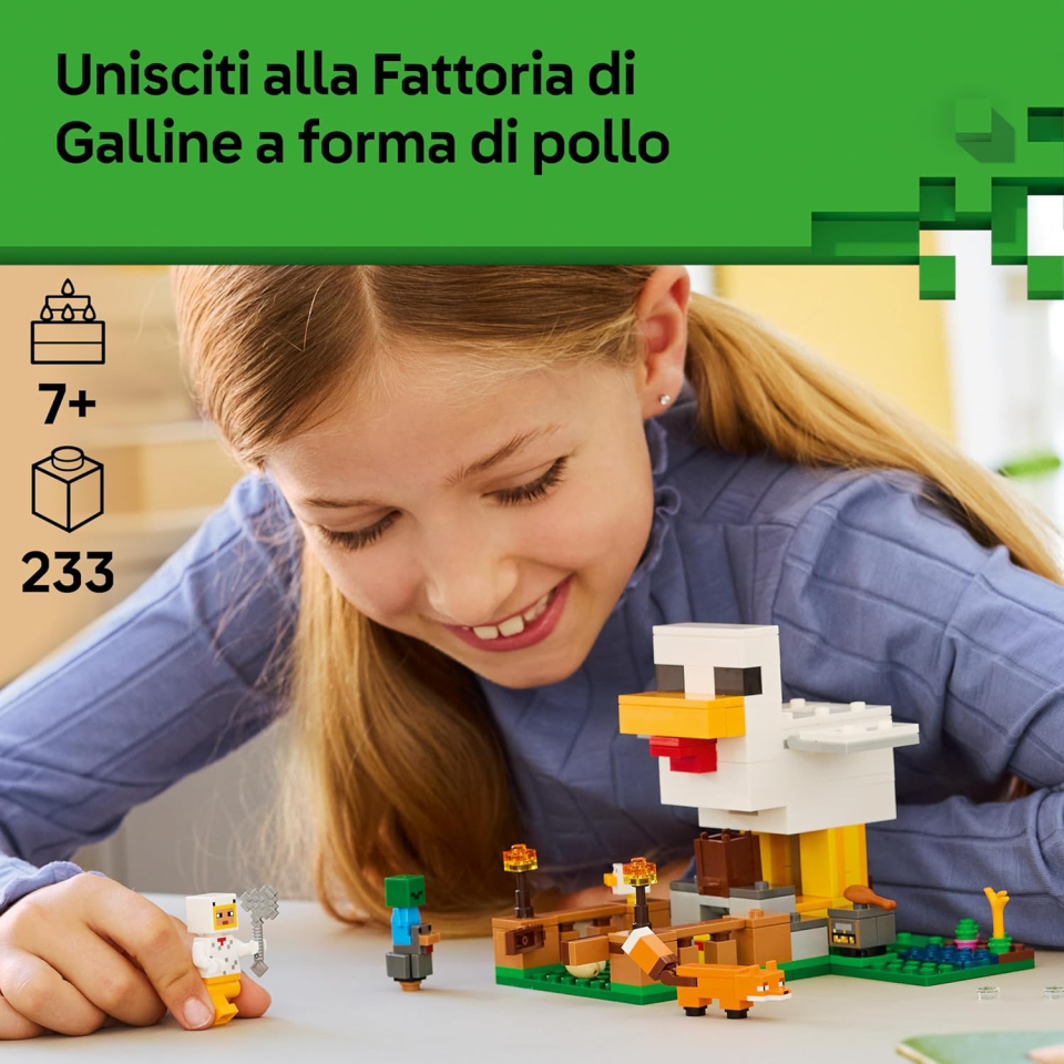 LEGO Minecraft Fattoria di Galline 21585 – Set Costruzioni con Pollaio e Baby Zombie