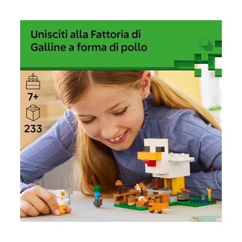 LEGO Minecraft Fattoria di Galline 21585 – Set Costruzioni con Pollaio e Baby Zombie