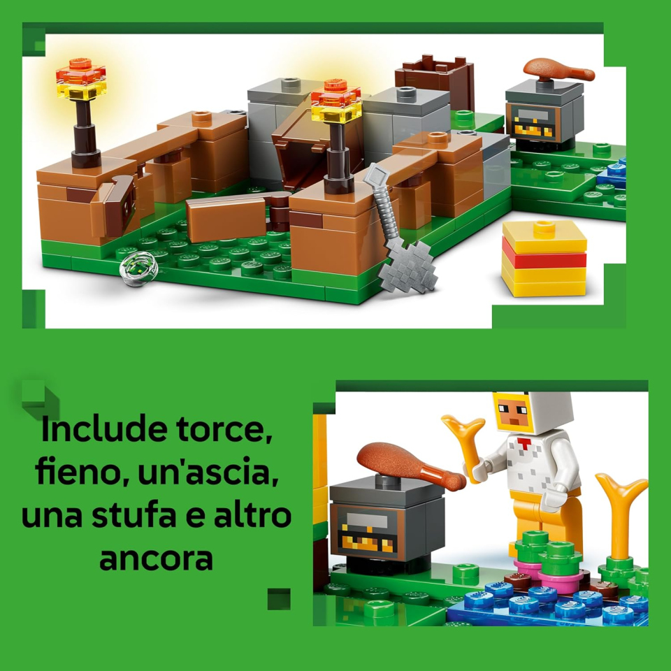 LEGO Minecraft Fattoria di Galline 21585 – Set Costruzioni con Pollaio e Baby Zombie