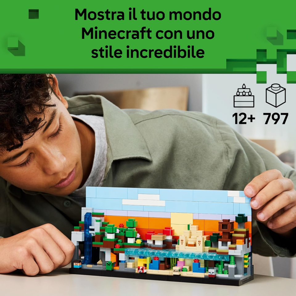 LEGO Minecraft Mini-Biomi 21589 – Diorama Decorativo con 5 Microfigure