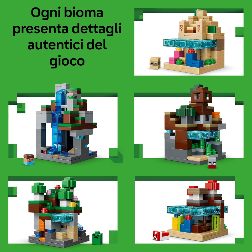 LEGO Minecraft Mini-Biomi 21589 – Diorama Decorativo con 5 Microfigure