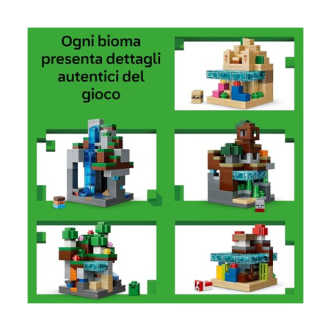LEGO Minecraft Mini-Biomi 21589 – Diorama Decorativo con 5 Microfigure
