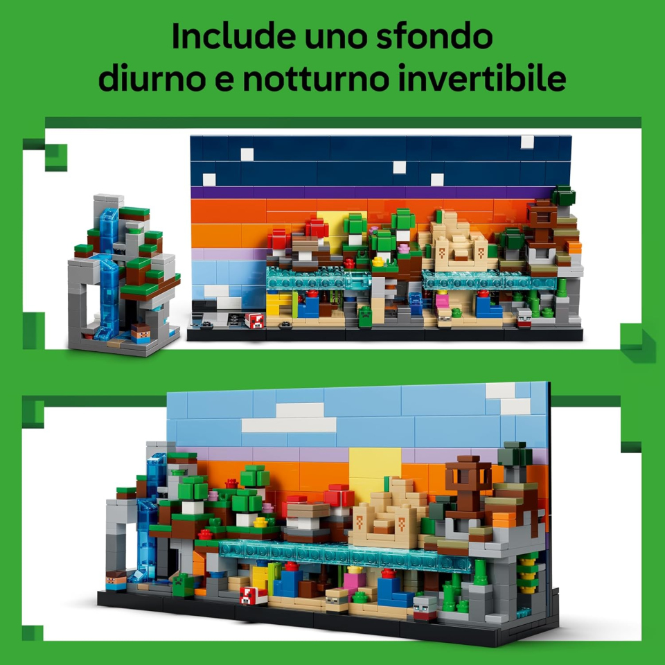 LEGO Minecraft Mini-Biomi 21589 – Diorama Decorativo con 5 Microfigure