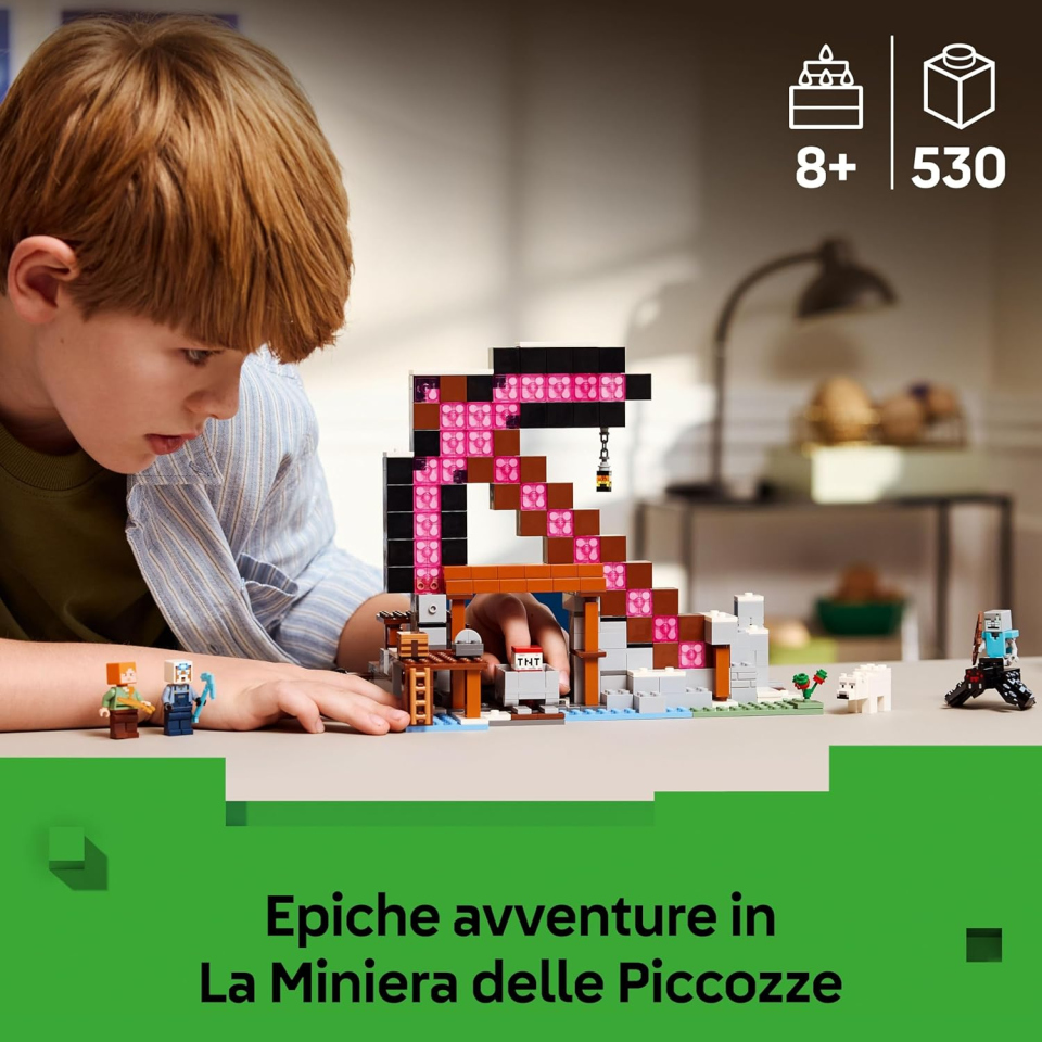 LEGO Minecraft La Miniera delle Piccozze 21277 – Set Costruzioni con Alex e Ragno