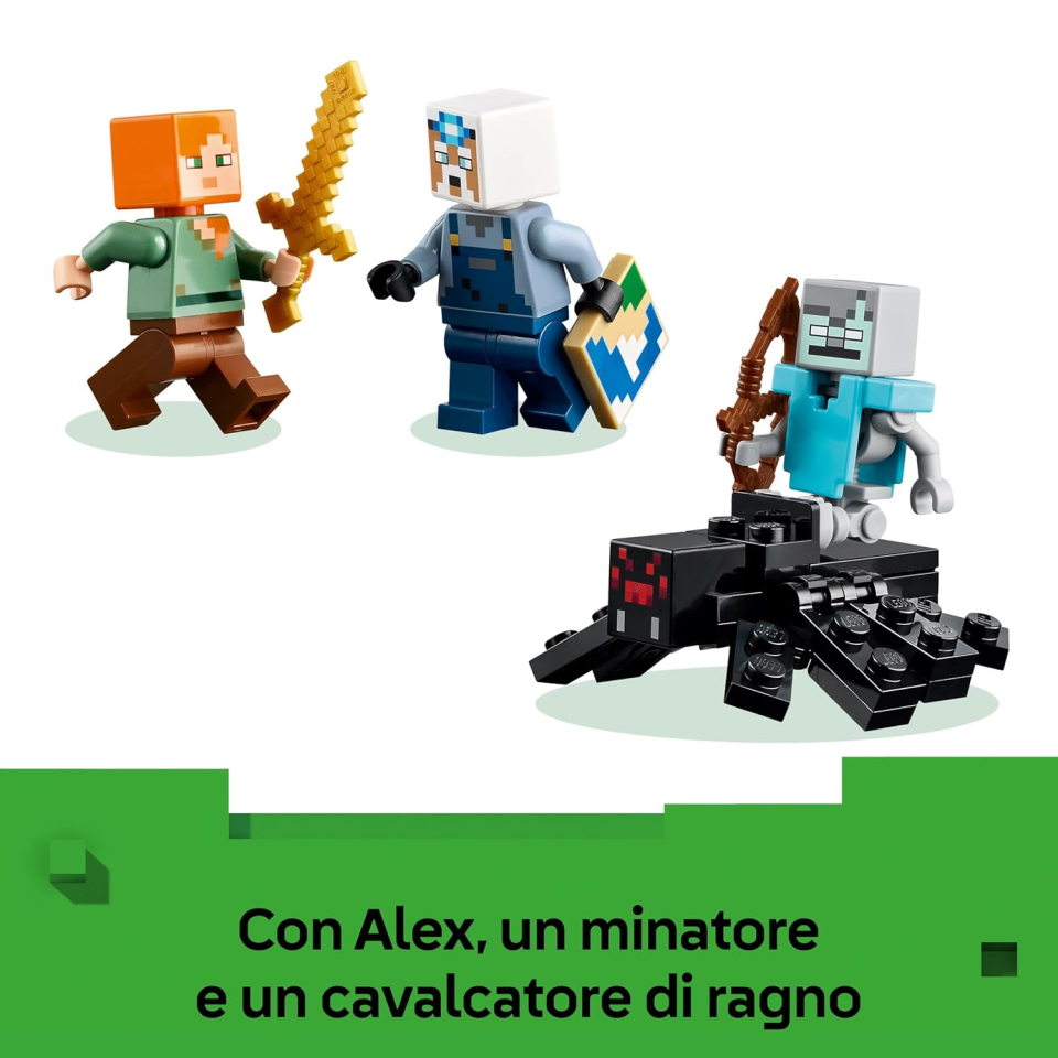 LEGO Minecraft La Miniera delle Piccozze 21277 – Set Costruzioni con Alex e Ragno
