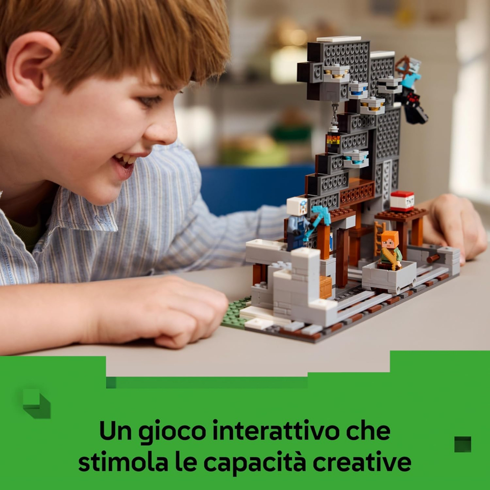 LEGO Minecraft La Miniera delle Piccozze 21277 – Set Costruzioni con Alex e Ragno