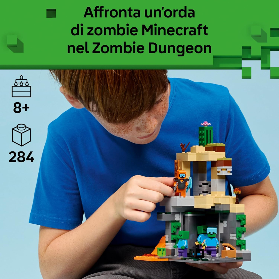 LEGO Minecraft Zombie Dungeon con Minifigure e Zombie