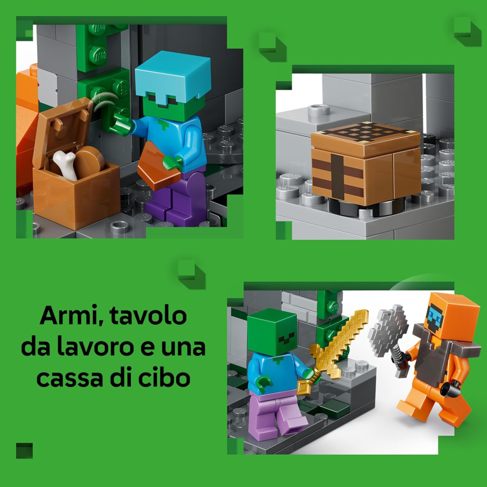 LEGO Minecraft Zombie Dungeon con Minifigure e Zombie