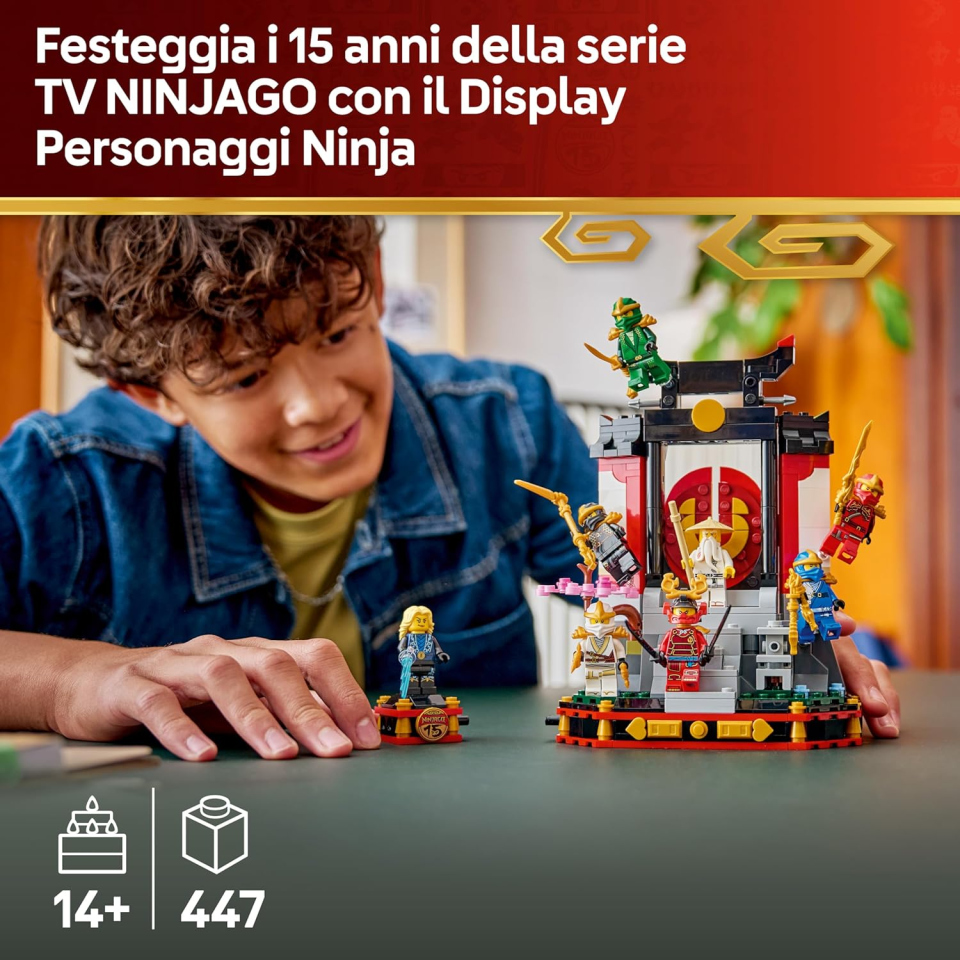 LEGO Ninjago Display 15° Anniversario con 8 Minifigure e Monastero 71866