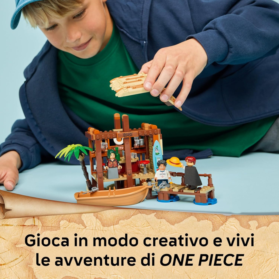 LEGO ONE PIECE Capanna Villaggio Foosha 75636 – Luffy, Shanks e Barca Pirata