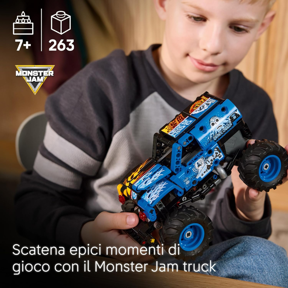 LEGO Technic Monster Jam Grave Digger Fuoco e Ghiaccio – Set Pull-Back 42219