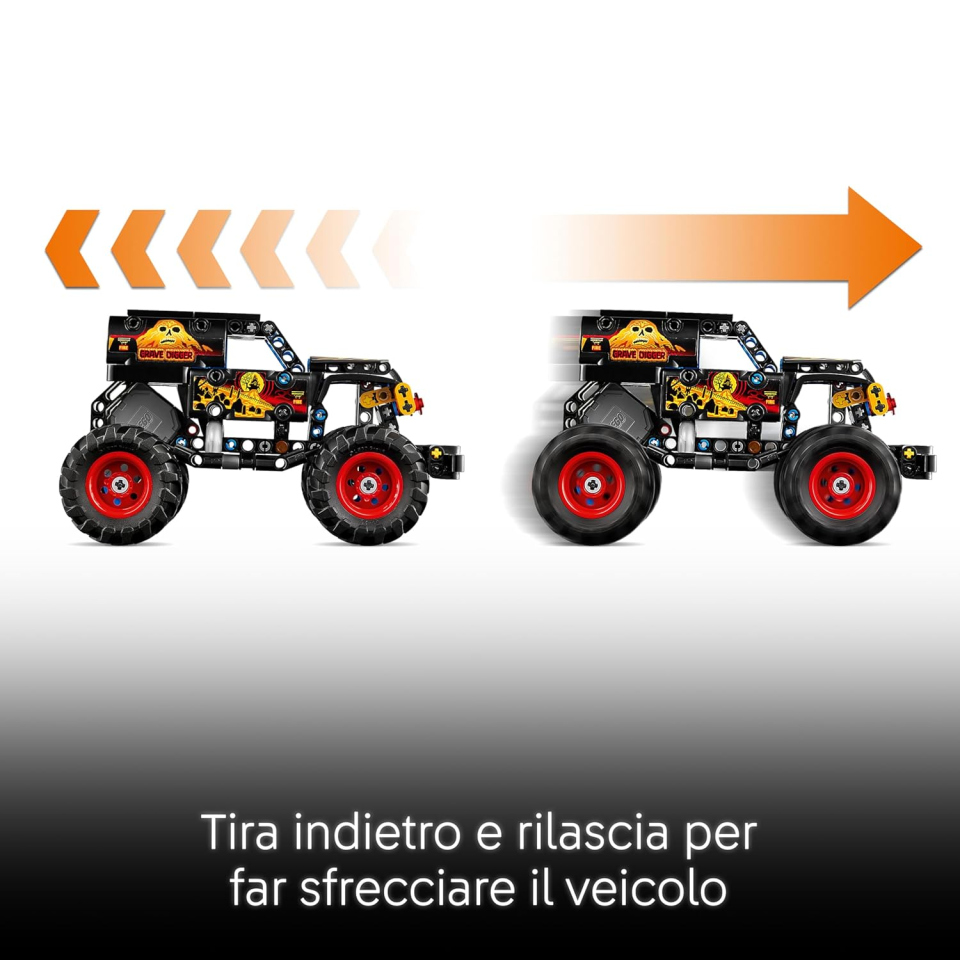 LEGO Technic Monster Jam Grave Digger Fuoco e Ghiaccio – Set Pull-Back 42219