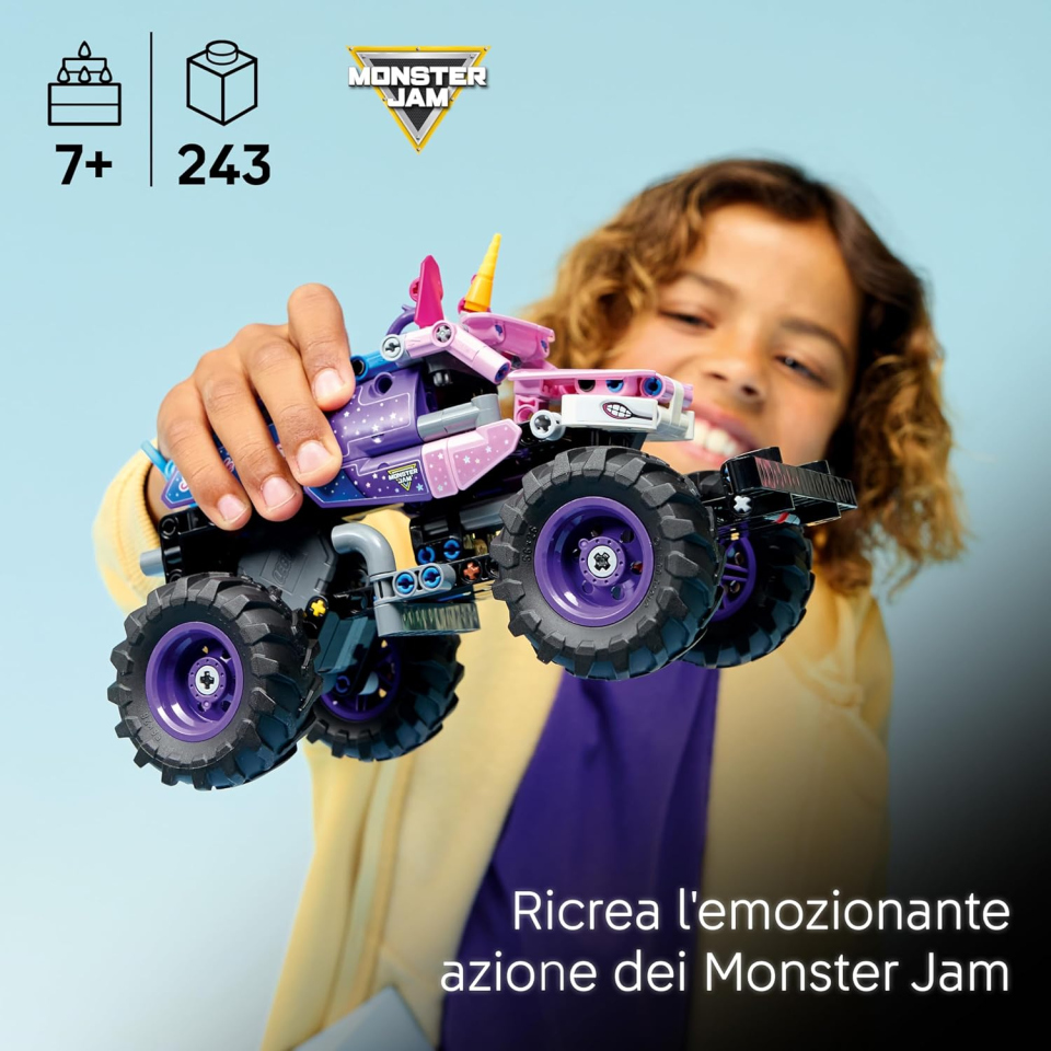 LEGO Technic Monster Jam Sparkle Smash 42220 – Camion Unicorno a Retrocarica