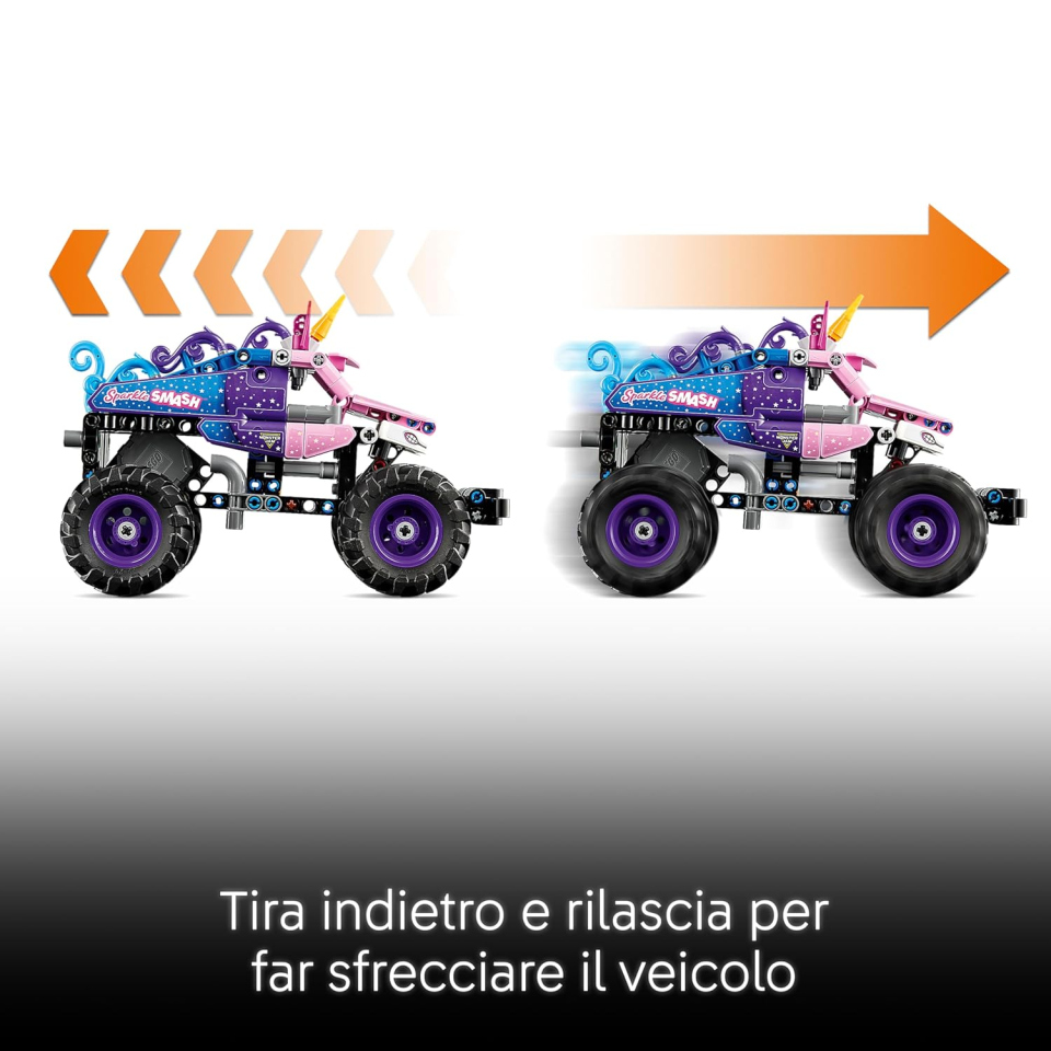 LEGO Technic Monster Jam Sparkle Smash 42220 – Camion Unicorno a Retrocarica
