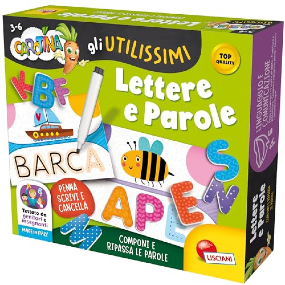 Lisciani Carotina Lettere e Parole – Gioco Educativo Scrivi e Cancella