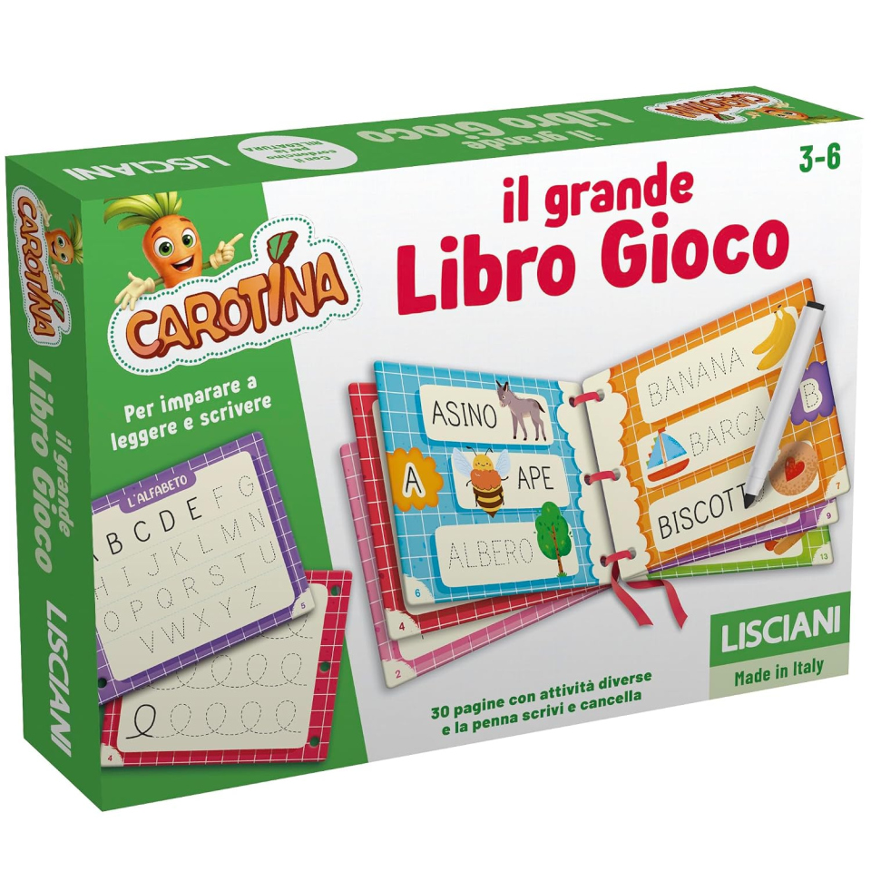 Lisciani Carotina libro gioco scrivi e cancella
