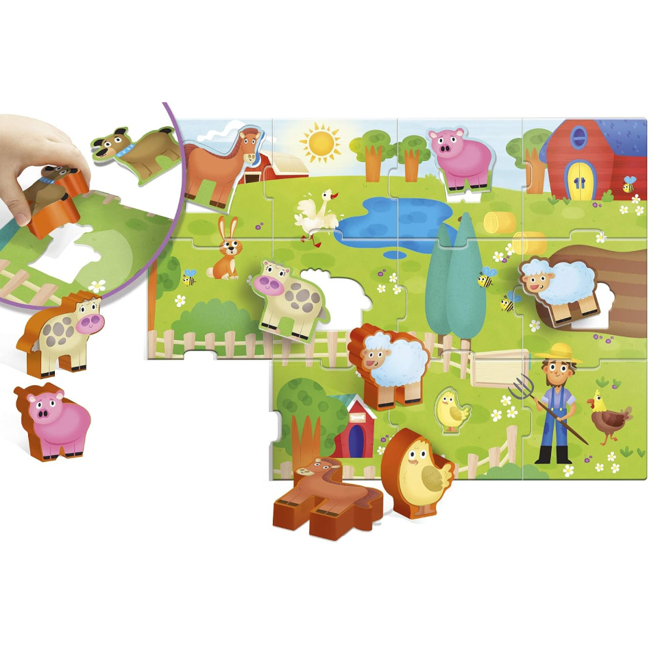 Lisciani Carotina puzzle fattoria con 12 animali