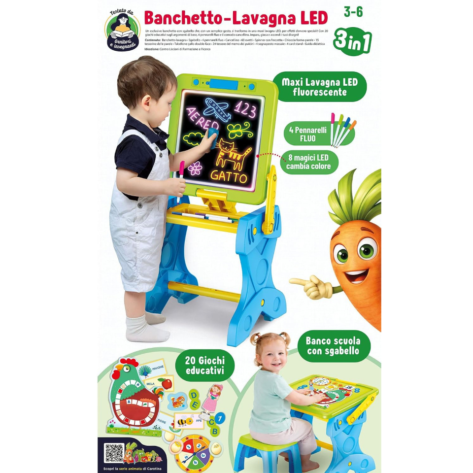 Lisciani Giochi Carotina lavagna LED con banchetto