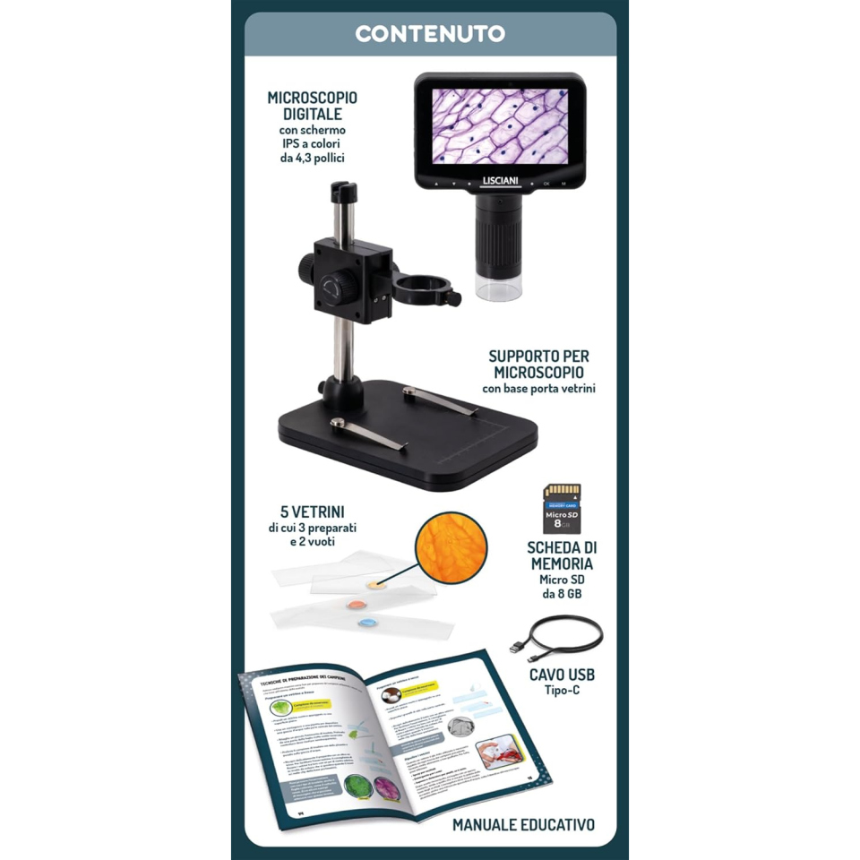 Lisciani Microscopio Digitale Hi Tech Educativo 1000x