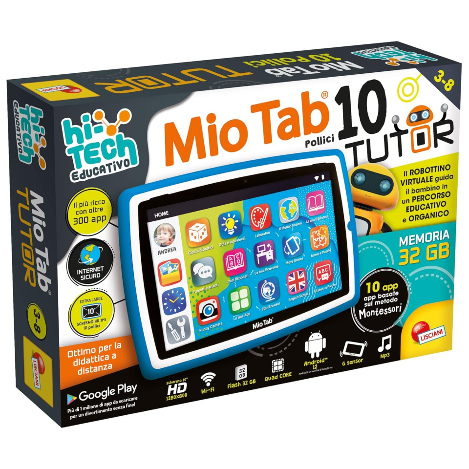 Lisciani Mio Tab 10 Tutor XL – Tablet Educativo 3-6 Anni
