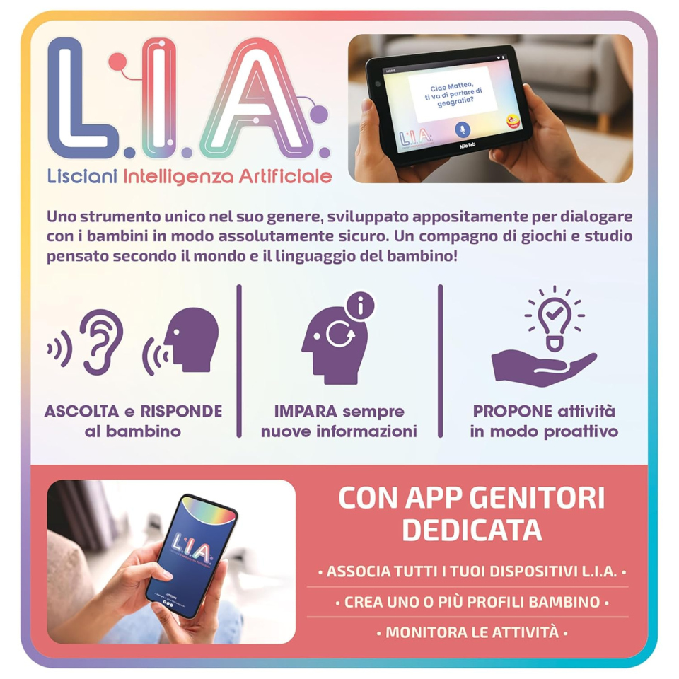 Lisciani Mio Tab 7" con L.I.A. – Tablet Educativo per Bambini