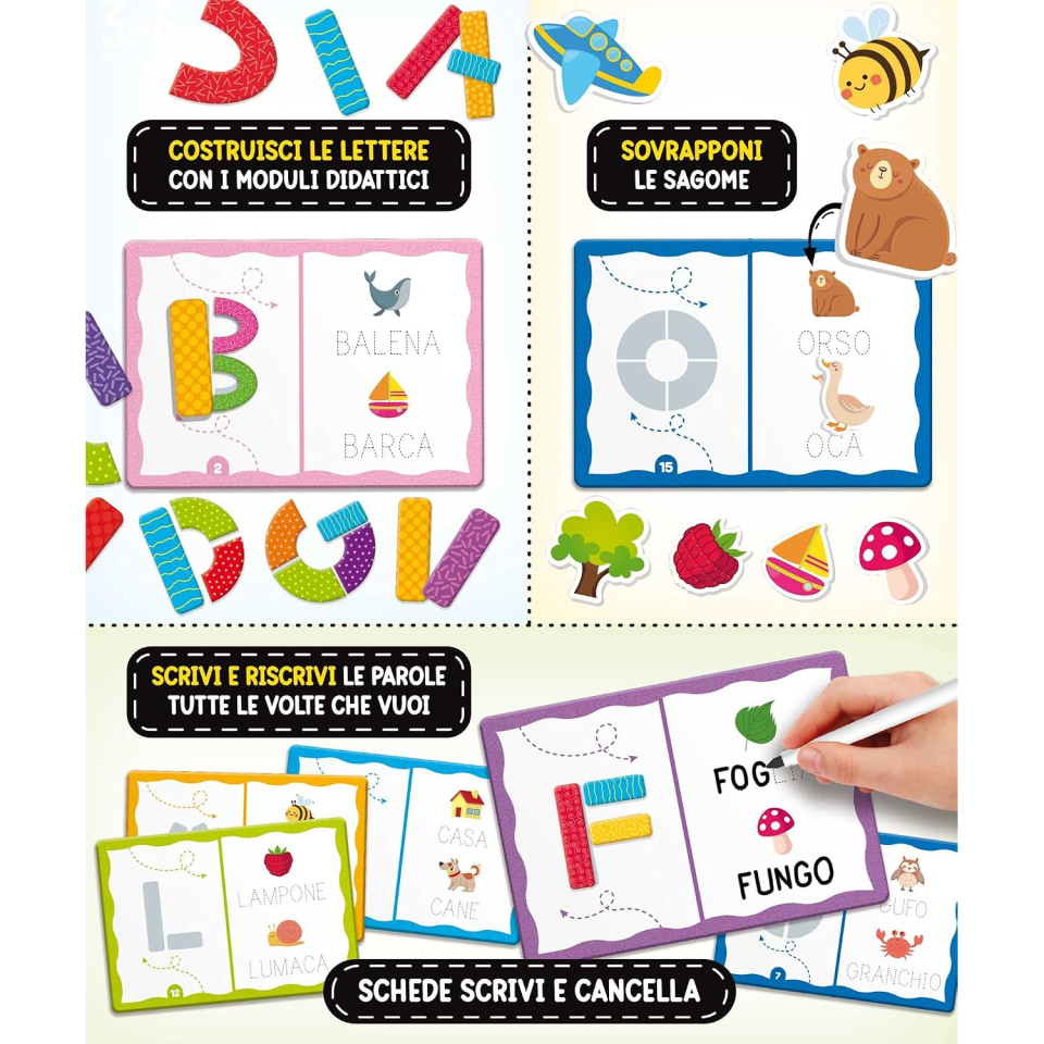 Lisciani Montessori Laboratorio dell'Alfabeto con lettere sagomate