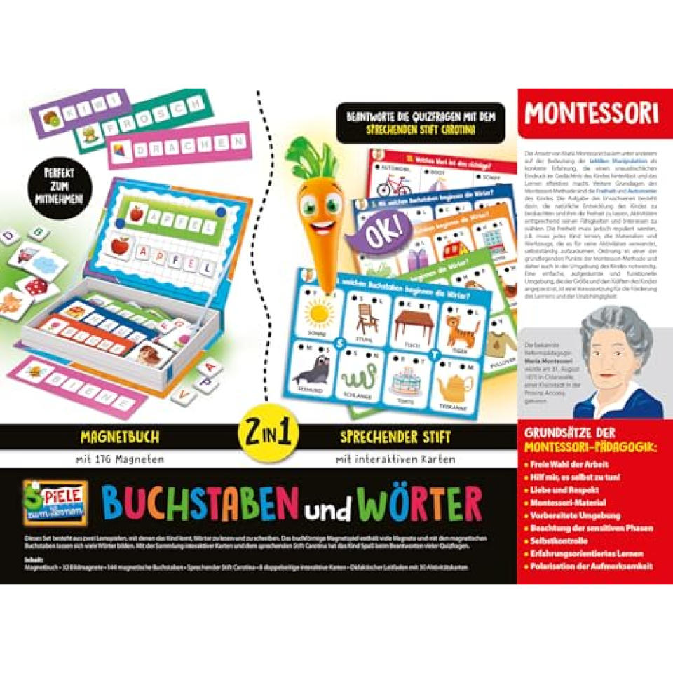 Lisciani Montessori Lettere e Parole – Gioco Educativo Magnetico con Penna Parlante