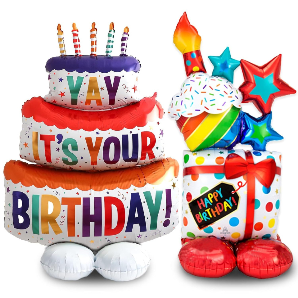 LXONTSG set palloncini compleanno con torta e regalo