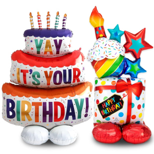 LXONTSG set palloncini compleanno con torta e regalo