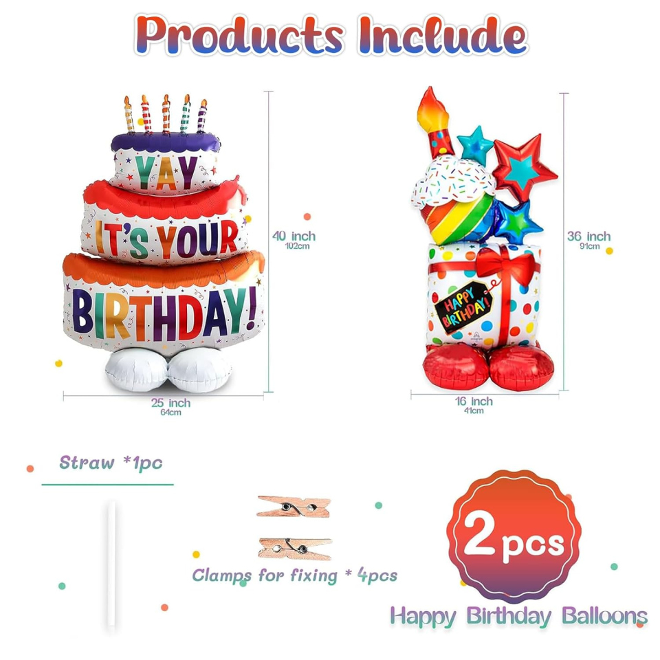 LXONTSG set palloncini compleanno con torta e regalo