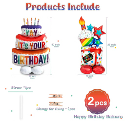 LXONTSG set palloncini compleanno con torta e regalo