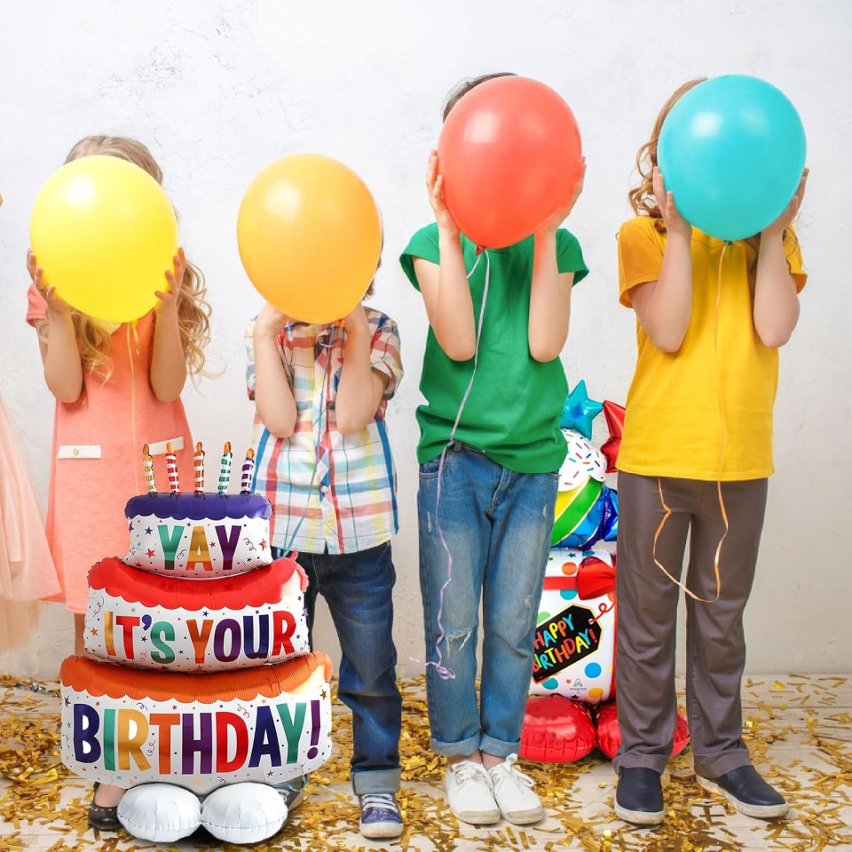 LXONTSG set palloncini compleanno con torta e regalo