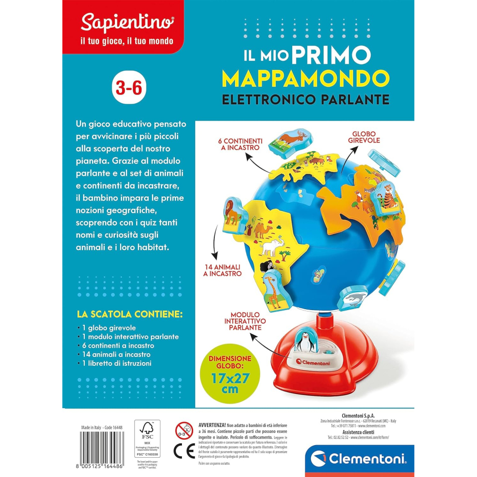 Clementoni Sapientino Mappamondo Elettronico Parlante 3-6 Anni