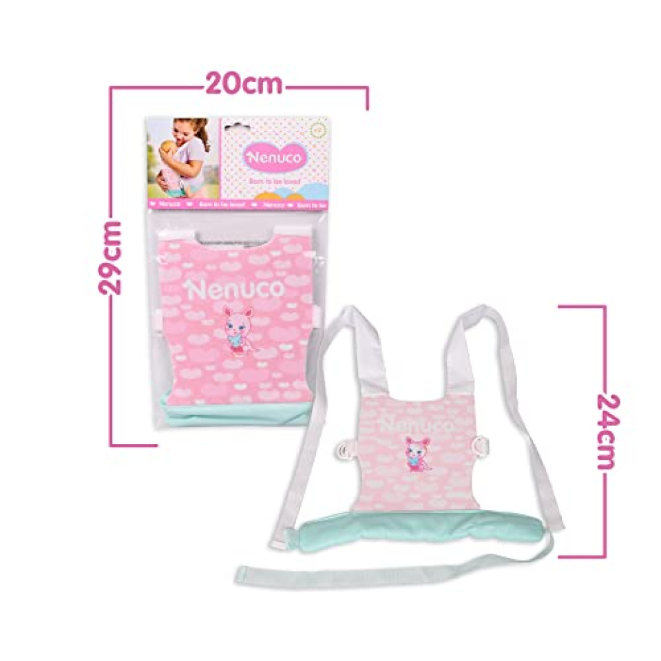 Marsupio Nenuco Rosa e Verde per Bambole 35-42 cm