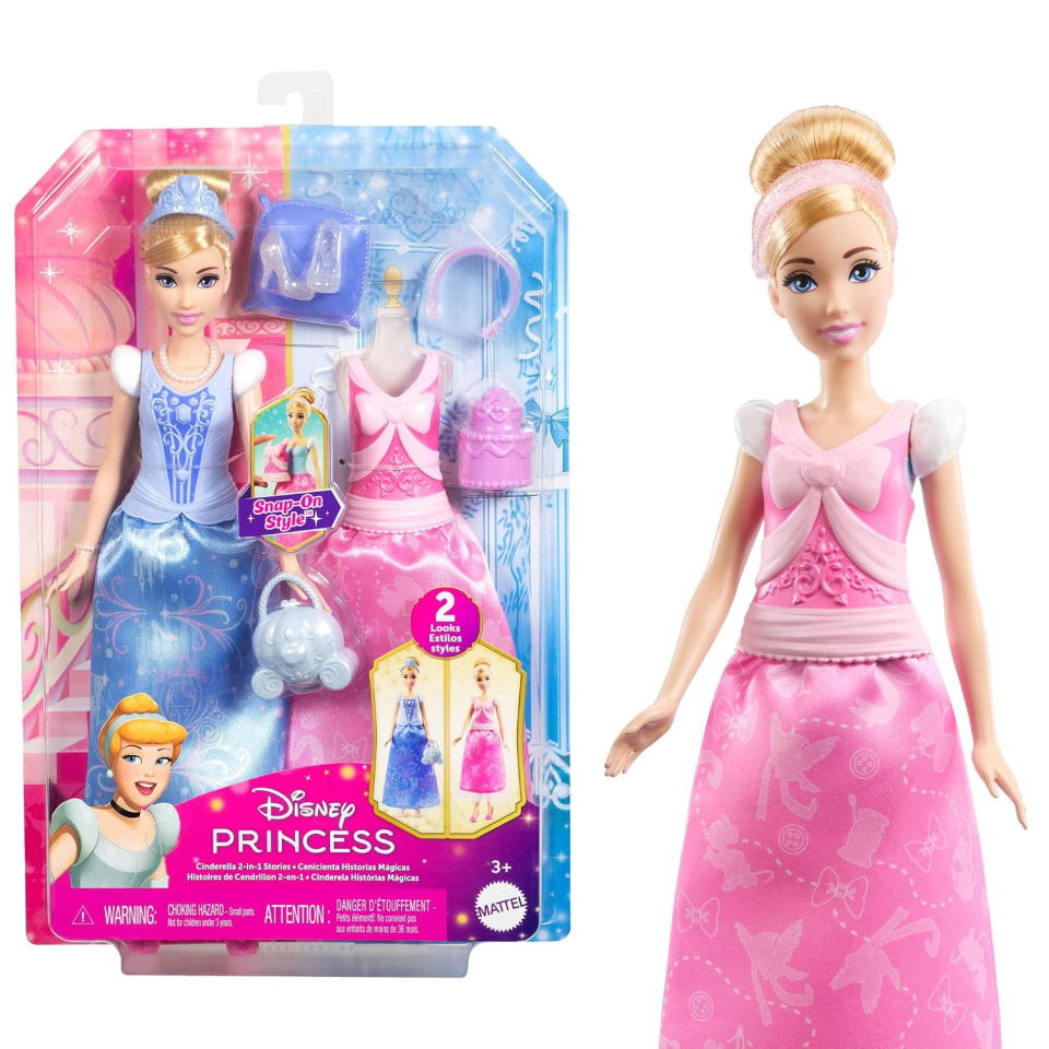Mattel Disney Princess bambola Cenerentola con due abiti